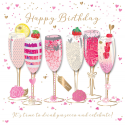 Happy Birthday Prosecco Handmade Embellished Greeting Card | Cards ...