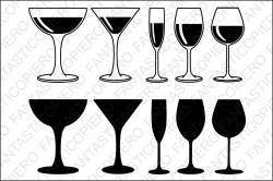 Red, white wine Glasses SVG files for S | Design Bundles