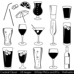 Cocktail Clipart Clip Art with Wine Beer Champagne Martini