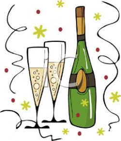 Clipart Picture: A Bottle and Two Glasses of Champagne