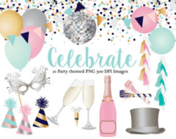 Celebration clipart, Champaign bottle, champaign glasses, top hat ...