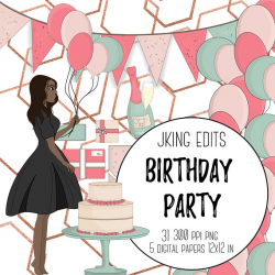 Birthday Celebration Fashion Girl Clip Art Clipart PNG Party ...