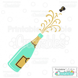 Champagne Popping SVG Cutting Files & Clipart Includes