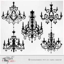 Chandelier Clipart baroque ornamental decorative EPS PNG and