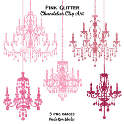 Pink Glitter Chandelier Clip Art, Sparkling Glitter Chandeliers ...
