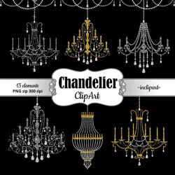 Chandelier Clipart. Rhinestone chandelier clip art. Party gold