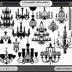 Chandelier Clip Art PNG Silhouettes & Photoshop Brushes