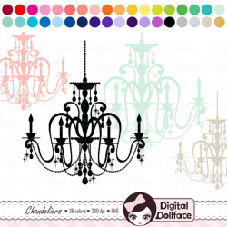 Wedding Invitation Clip Art, Elegant Chandelier Clipart, Digital ...