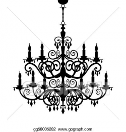 Vector Illustration - Baroque chandelier silhouette. Stock Clip Art ...