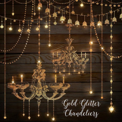 Gold Glitter Chandeliers Clipart - Chandelier Clip Art, String ...