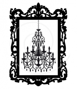 Vintage chandelier in antique picture frame, digital clip art ...