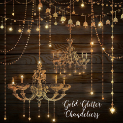 Gold Glitter Chandeliers Clipart ~ Illustrations ~ Creative Market