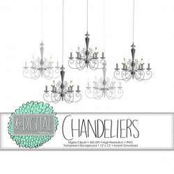 Chandelier Clipart - Lighting Fixture Clipart, Lamp Clipart, Light Clipart,  Graphic Illustration, Digital Scrapbooking, Interior Design Art
