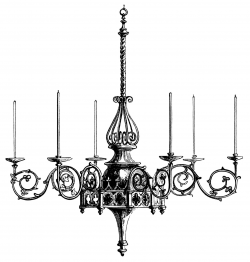 Victorian chandelier illustration, black and white graphics, Hardman ...