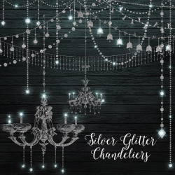 Silver Glitter Chandeliers Clipart, Digital Chandelier Clip Art, String  Lights, Party Lights, Fairy Lights, PNG Diamonds, Commercial Use