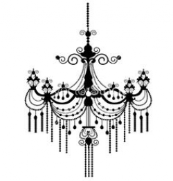 Antique chandelier in vintage picture frame silhouette, digital ...