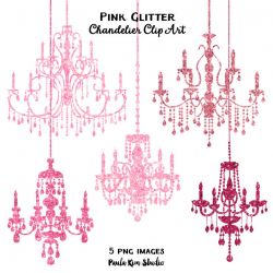 Pink Glitter Chandelier Clip Art Sparkling Glitter