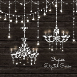 Chandeliers Clipart and String Lights PNG and Vector Clip
