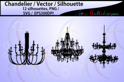 chandelier Silhouette / chandelier SVG | Design Bundles