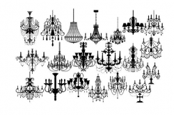 Chandelier silhouette, baroque ornament, chandelier SVG, chandelier ...