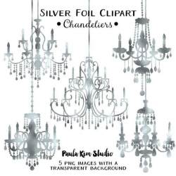 Silver Foil Chandelier Clipart, Wedding Clip Art, Instant Download,  Commercial Use