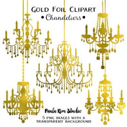 Gold Foil Chandelier Clipart Wedding Clip Art Instant