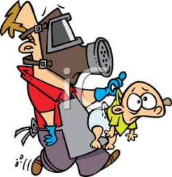 Clip Art Image: A Dad Wearing a Gas Mask Taking a Baby To Change His ...