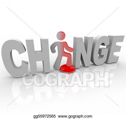 Drawing - Change - man in word steps on button. Clipart Drawing ...