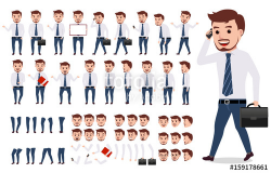 Business man character creation set. Male vector character walking ...