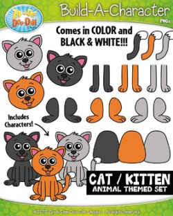 Cat / Kitten Build-A-Character Clipart {Zip-A-Dee-Doo-Dah Designs}