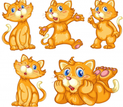 Five clipart cat - Pencil and in color five clipart cat