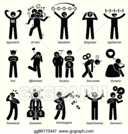 Vector Stock - Negative neutral character traits. Clipart ...