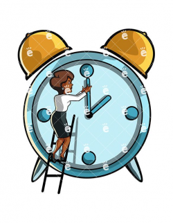 A Black Woman Adjusting The Time On A Huge Clock: #adjust #adjusting ...
