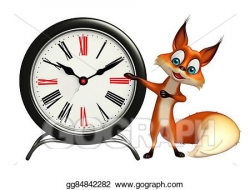 Stock Illustrations - Fox cartoon character with clock . Stock ...