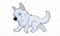 Friendly Cartoon Standard American Eskimo Dog Character Clip Art ...