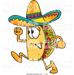 Food Clip Art of a Cheerful Taco Mascot Cartoon Character Running by ...