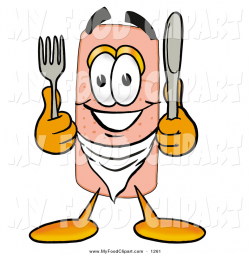 Food Clip Art of a Hungry Bandaid Bandage Mascot Cartoon Character ...