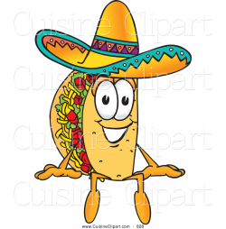 Cuisine Clipart of a Cheerful Taco Mascot Cartoon Character Sitting ...