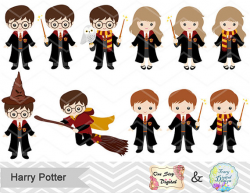 Digital Wizard Kids Clip Art, Instant Download Harry Potter Inspired ...