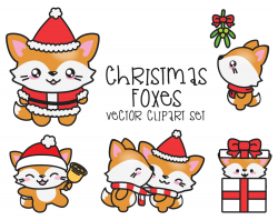 Premium Vector Clipart Kawaii Christmas Foxes Cute