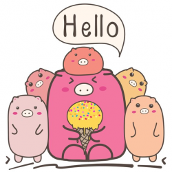 Cute Cartoon Pig Family Clipart, Kawaii Clipart, Pig Clipart ...