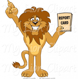 Clipart of a Happy Lion Character Mascot Holding a Report Card by ...
