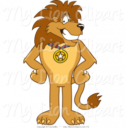 Clipart of a Proud Lion Character Mascot Wearing a Medal by ...