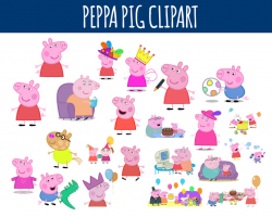 Set of 22 Peppa Pig Digital Cliparts - Peppa by LittleLight on Zibbet