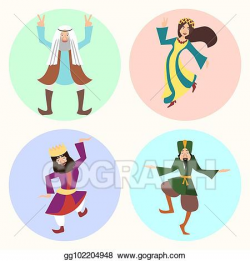EPS Illustration - Jewish purim characters or people in ...