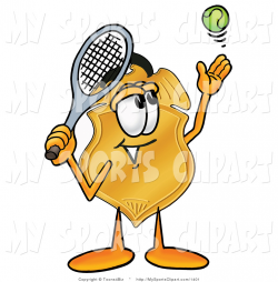 Sports Clip Art of a Gold Badge Mascot Cartoon Character Preparing ...