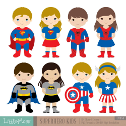 36 Kids Superhero Costumes Clipart Superheroes Kids Clipart ...