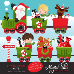 Christmas Santa Train Boys Clipart. Choo Cho Polar Express, Santa ...