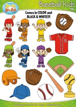 Baseball Sports Kid Characters Clipart {Zip-A-Dee-Doo-Dah Designs}