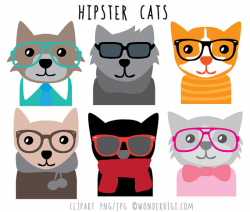 Hipster Cats Clipart Animal Clip Art Pet Characters Clip
